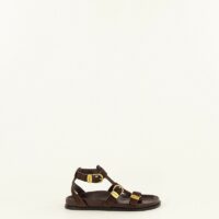 Sandales Plates Multibrides En Cuir Suédé