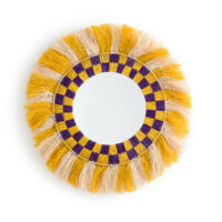 Miroir Rond Raphia Coloré Ø90cm