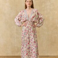 Robe Longue À Imprimé Floral Manches Longues