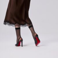 Fannylove Sling 100 mm — cuir verni noir-Christian Louboutin
