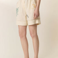 Short Brodé À Taille Élastiquée