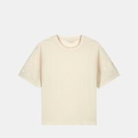 T-shirt Brodé Col Rond Manches Courtes