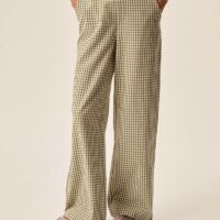 Pantalon Large À Carreaux Vichy