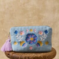 Trousse De Toilette En Denim Brodé