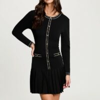 Robe Tricot Base Jupe Plissée-MORGAN