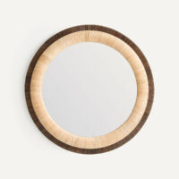 Miroir Rond En Rotin Bicolore