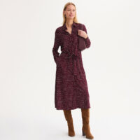 Robe À Pois Longueur Midi Manches Longues En Viscose Stretch-ANNE WEYBURN