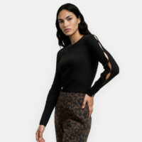 Pull Col Rond En Fine Maille Côtelée Avec Boutons Sur Les Manches-LA REDOUTE COLLECTIONS