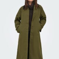 Trench Long Col Polo Bi-matière-ONLY