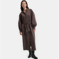 Robe Longue À Manches Bouffantes En Lyocell Et Coton-LA REDOUTE COLLECTIONS