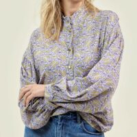 Blouse À Col Mao Imprimé Floral