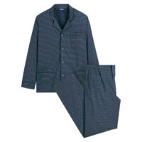 Pyjama Ouvert Long À Pois Col Tailleur-EMINENCE