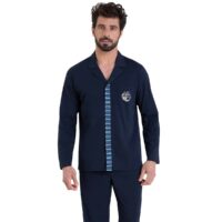 Pyjama Long Col Chemise En Coton-ATHENA