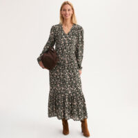 Robe Longue À Volant Imprimé Floral Manches Longues-ANNE WEYBURN