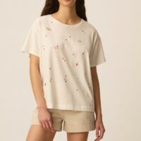 T-Shirt Brodé Manches Courtes