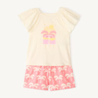 Ensemble 2 pièces t-shirt manches courtes + short motifs palmier pour fille-Orchestra