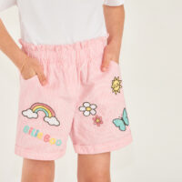 Short en toile à rayures brodées Billie Boo pour fille-Orchestra