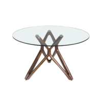 Table manger ronde marbre porcelaine et noyer
