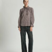 Blouse Volant À Carreaux