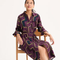 Robe Longueur Midi Manches Longues Imprimé Graphique-ANNE WEYBURN