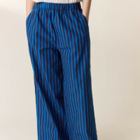 Pantalon Large Rayé À Taille Élastiquée