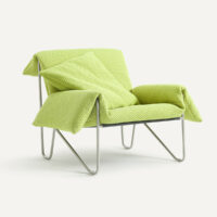 Fauteuil En Tissu Matelassé Et Métal Acier