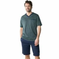 Pyjama Short Imprimé Col V En Coton Mercerisé-EMINENCE