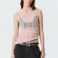 WEEKDAY - Débardeur en maille texturée - Rose clair