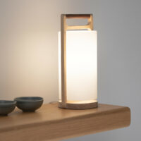 Lampe Chêne Massif Et Opaline