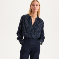 Blouse Col V À Pois Manches Longues En Viscose-ANNE WEYBURN