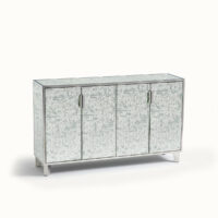 Buffet 4 Portes Miroir Et Métal Acier Inox