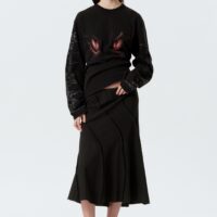WEEKDAY - Jupe midi taille mi-haute à coutures incurvées - Noir