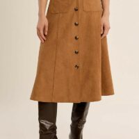 Jupe Mi-longue Boutonnée En Suédine-MOLLY BRACKEN
