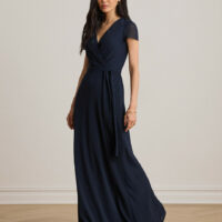 Robe Longue À Col V Croisé Et Manches Courtes-LAUREN RALPH LAUREN