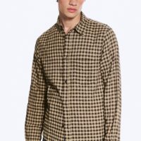 WEEKDAY - Chemise structurée boutonnée à manches longues - Marron à carreaux