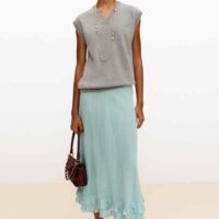 Jupe longue en soie - Bleu clair - Chanel - Chanel