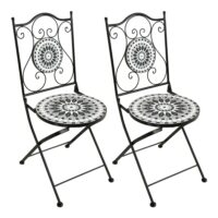2 chaises de bistrot pliantes bicolore 90x38x45 cm--Noir-Axi