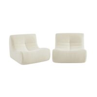 2 fauteuils chauffeuses bouclette texturée blanc--Blanc-sweeek