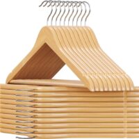 20 Cintres crochets pivotants antidérapant bois d’érable boisée-Bois-Marron-SONGMICS