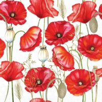 20 serviettes papier coquelicots 33 x 33 cm-Papier-Blanc-Ambiente