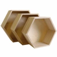 3 étagères hexagonales en bois-Bois-Beige-Graine Créative