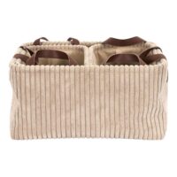 3  paniers gigognes en velours côtelé taupe avec poignée-Velours-Beige-Altobuy