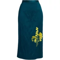 Jupe mi-longue à broderies en satin texturé - Erdem