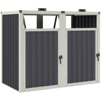 Abri poubelle extérieur pour 2 poubelles acier galvanisé gris foncé--Gris-Outsunny