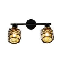 Applique 2 lumières en métal grillagé noir et cuivré-Métal-Noir-C-Création