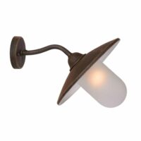 Applique d'extérieur col de cygne métal et verre sablé H24cm-Verre-Marron-Lucide
