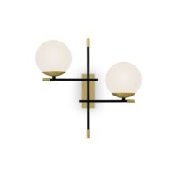 Applique noire futuriste avec structure en métal et 2 sphères-Métal-Blanc-Maytoni