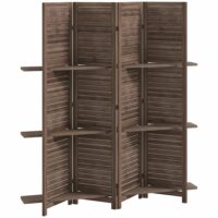 Aravent intérieur 4 panneaux 3 étagères en bois coloris noyer-Bois-Marron-Homcom