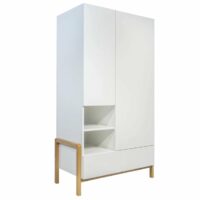 Armoire 2 portes 1 tiroir Blanc et Chêne-Chêne-Blanc-Nateo Concept