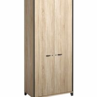 Armoire 2 portes effet bois clair-Bois-Marron-Gami